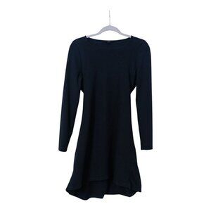 COS Women's Black Wool Blend Long Sleeve Belted Scoop Neck Midi Dress Size S